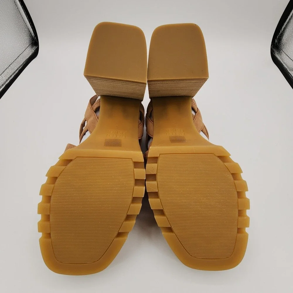 Eileen Fisher Tally Sandals‎ Womens 8.5M Honey Tumbled Nubuck Leather Lined NEW